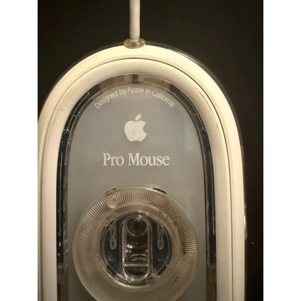 Apple Pro Mouse M5769 USB Wired Optical Mouse Clear White VTG Mac Tested Working